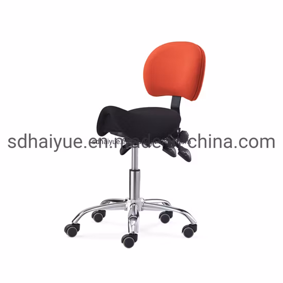 틸트 시트 조절 가능한 높이 인체공학적 안장 시트 롤링 치과용 의자, 조절 가능한 등받이 포함